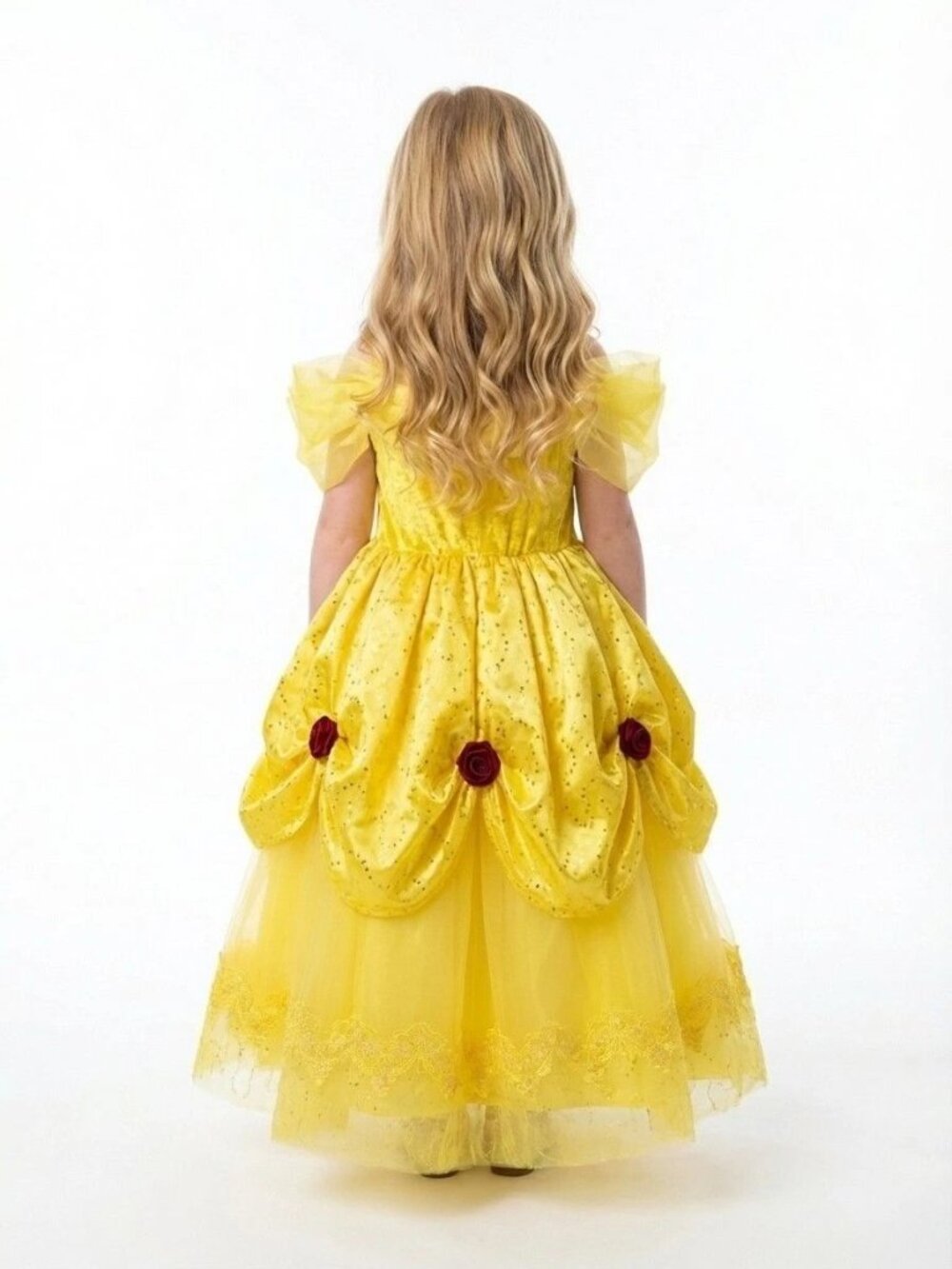 Girls Belle Princess Costume Dress Yellow Rose Birthday Party Outfit (Size 5) - Picture 2 of 2